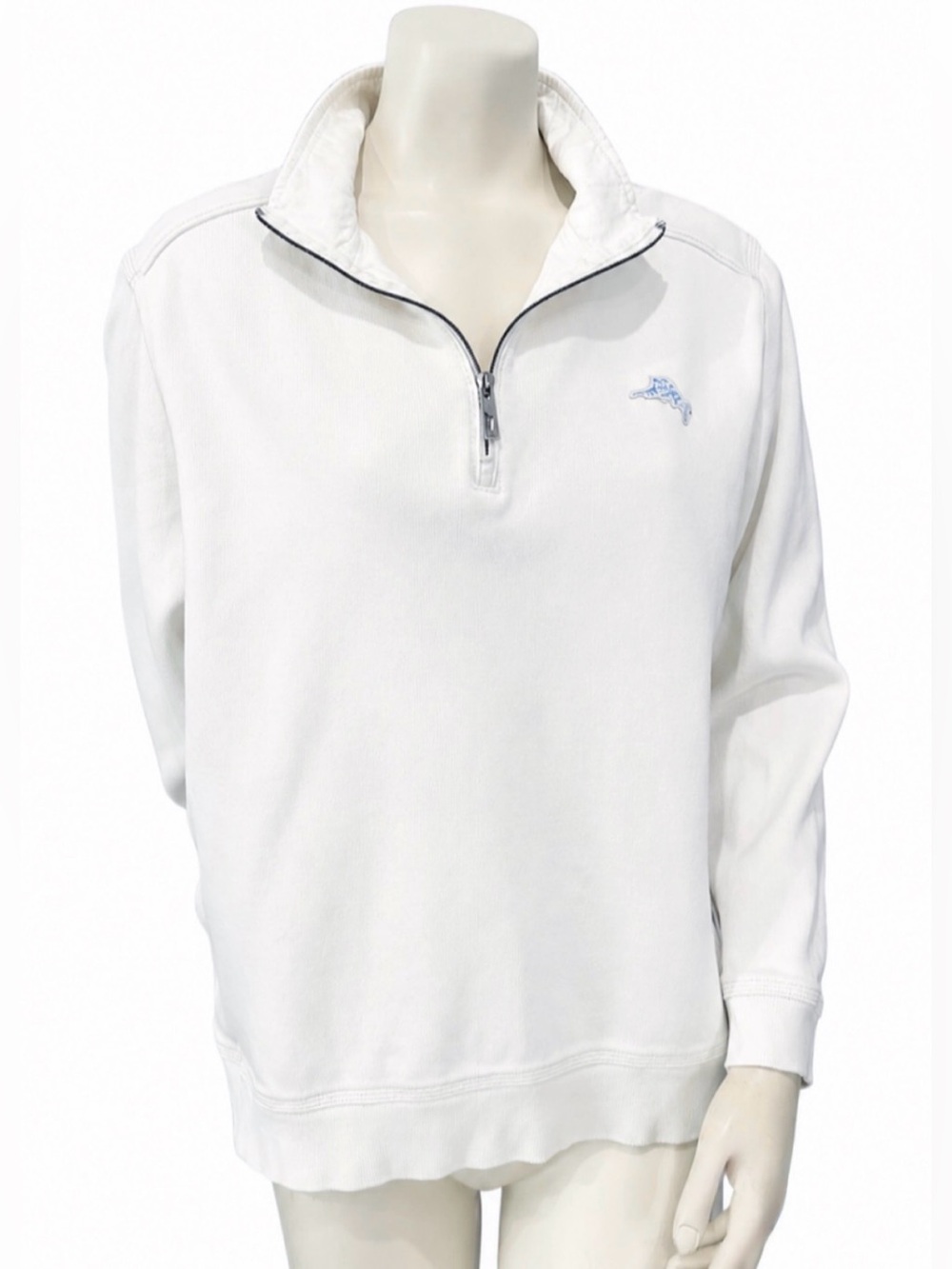 Tommy Bahama Ivory 1/4 Zip Pullover Sweatshirt Women’s Medium - Picture 2 of 9